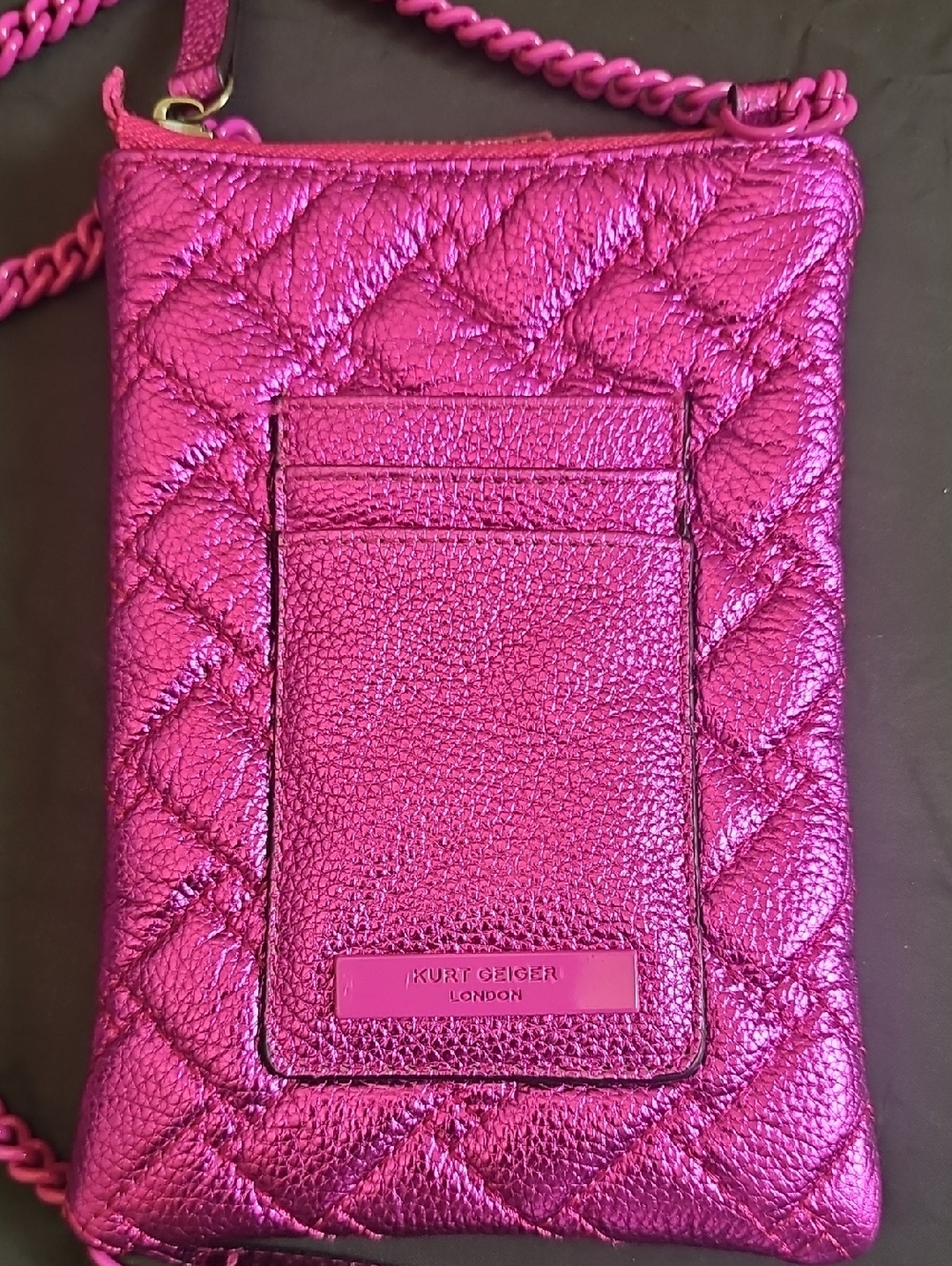 Kurt Geiger Quilted Crossbody Bag in Bright Pink Extremely Rare - Picture 2 of 4